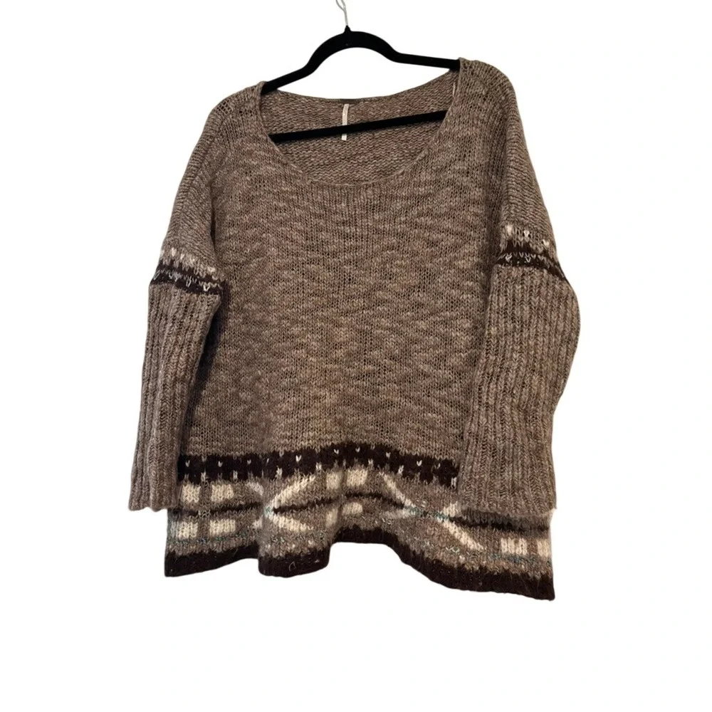 Free People brown oversized S wool/mohair blend slouchy sweater L